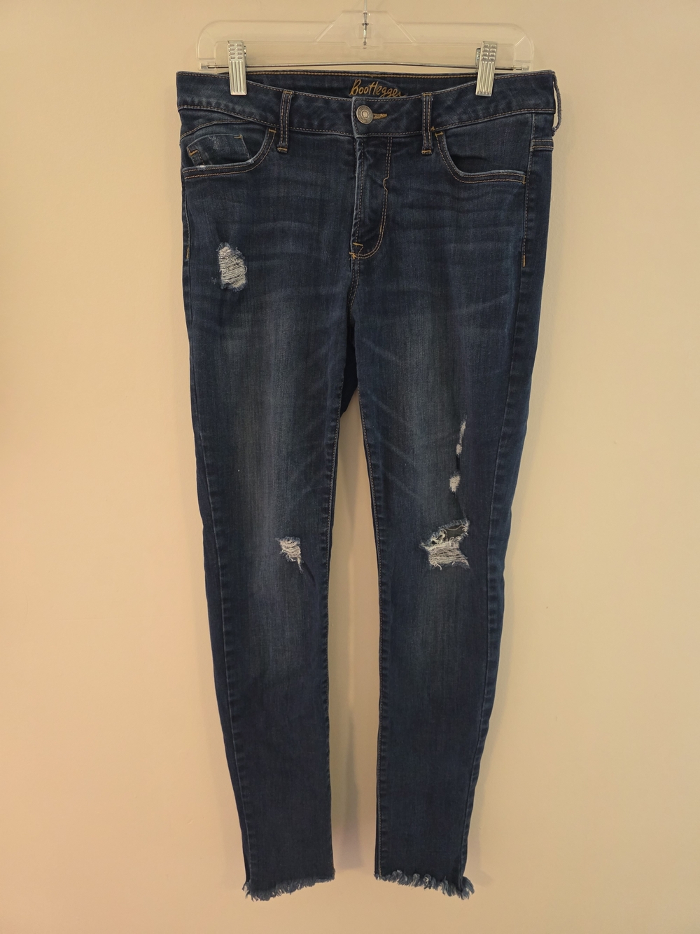 Bootlegger Dark Blue Distressed Skinny Easy HR Jeans
